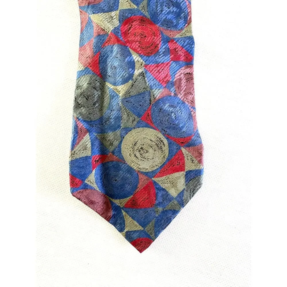 Zylos George Machado 100% Italian silk tie 1990s geometric pattern